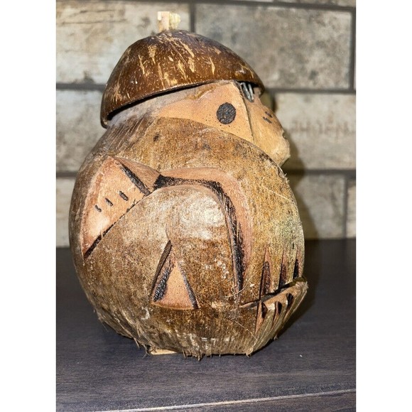 Vintage Hawaii Souvenir Coconut Monkey Coin Bank Home Decor - Picture 3 of 6